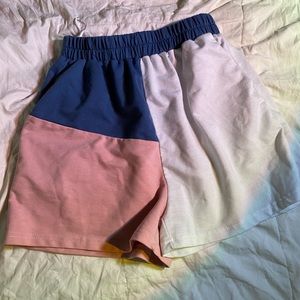 colorblock shorts.